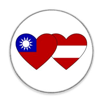 Taïwan Autriche Flag Heart - Magnet rond - blanc - Devant