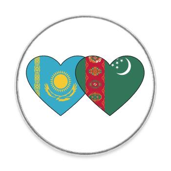 Kasachstan Turkmenistan Flagge Herz - Runder Kühlschrankmagnet - Weiß - Vorne