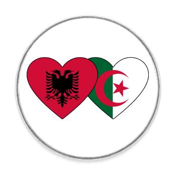 Albanien Algerien Flagge Herz - Runder Kühlschrankmagnet - Weiß - Vorne