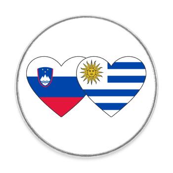 Slovenia Uruguay Heart Flag - Round  fridge magnet - white - Front