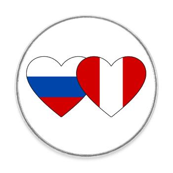 Russia Peru Heart Flag - Round  fridge magnet - white - Front