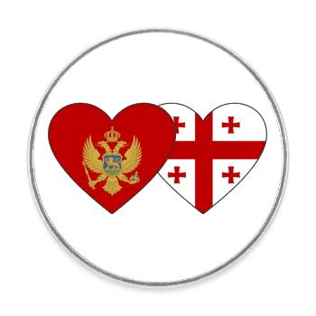 Montenegro Georgien Flagge - Runder Kühlschrankmagnet - Weiß - Vorne