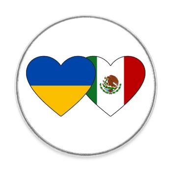 Ukraine Mexico Flag Heart - Round  fridge magnet - white - Front