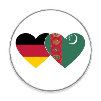 Deutschland Turkmenistan Flagge Herz - Runder Kühlschrankmagnet - Weiß - Vorne