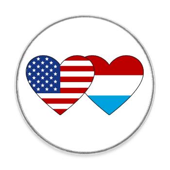 USA Luxemburg Flagge Herz - Runder Kühlschrankmagnet - Weiß - Vorne