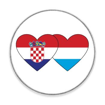 Kroatien Luxemburg Flagge Herz - Runder Kühlschrankmagnet - Weiß - Vorne