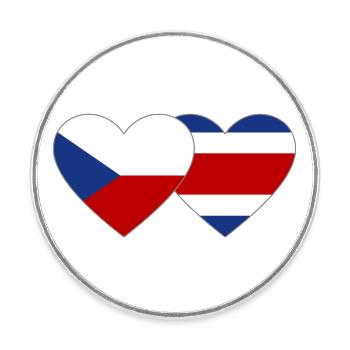 Tschechien Costa Rica Flagge Herz - Runder Kühlschrankmagnet - Weiß - Vorne