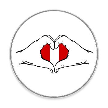 Peru Flag Heart Shape - Round  fridge magnet - white - Front