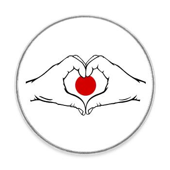 Japan Flag Heart Shape - Round  fridge magnet - white - Front