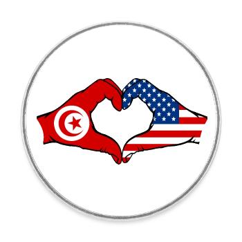 Forme de coeur Tunisie USA avec les mains - Magnet rond - blanc - Devant