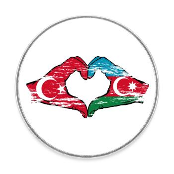 Turquie Azerbaïdjan Forme de coeur avec les mains - Magnet rond - blanc - Devant