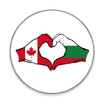 Forme de coeur Canada Bulgarie avec les mains - Magnet rond - blanc - Devant