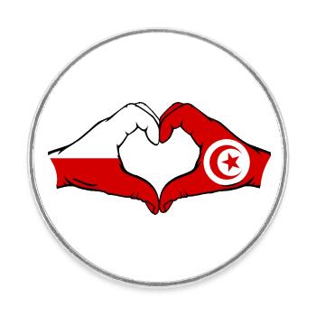 Poland Tunisia Heart Shape with Hands - Round  fridge magnet - white - Front