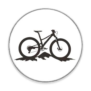 VTT en montagne - Magnet rond - blanc - Devant