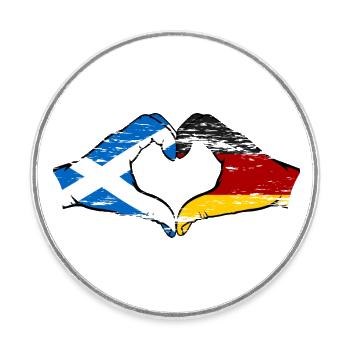 Ecosse Allemagne Drapeau Aiguilles Coeur Forme D’occasion - Magnet rond - blanc - Devant