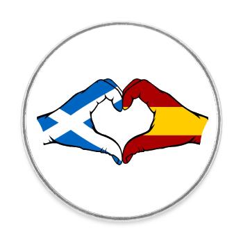 Ecosse Espagne Drapeau Aiguilles Coeur Forme - Magnet rond - blanc - Devant