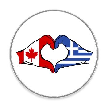 Canada Greece Flag Hands Heart Shape - Round  fridge magnet - white - Front