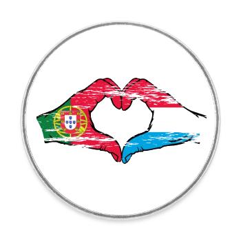 Portugal Aiguilles du drapeau luxembourgeois en forme de cœur utilisées - Magnet rond - blanc - Devant