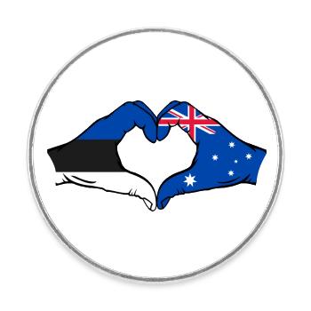 Estonie Australie Drapeau Coeur Forme - Magnet rond - blanc - Devant