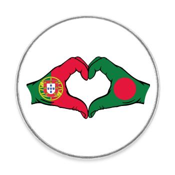 Portugal Bangladesch Flagge Herzform - Runder Kühlschrankmagnet - Weiß - Vorne