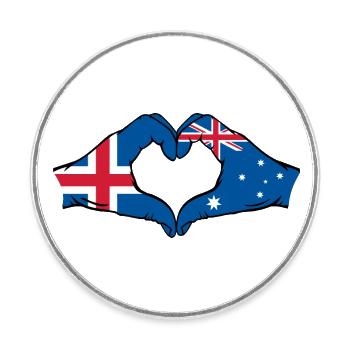 Islande Australie Drapeau Forme Coeur - Magnet rond - blanc - Devant
