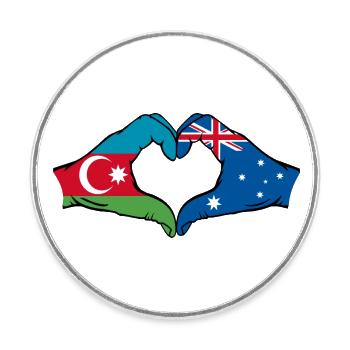 Azerbaïdjan Australie Drapeau Coeur Forme - Magnet rond - blanc - Devant