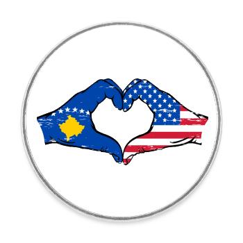 Kosovo USA Flag Hands Heart Shape Used - Round  fridge magnet - white - Front