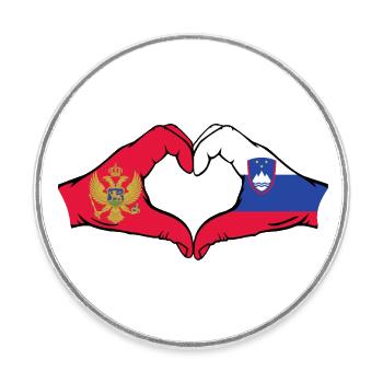 Montenegro Slowenien Flagge Hände Herzform - Runder Kühlschrankmagnet - Weiß - Vorne