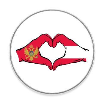Montenegro Österreich Flagge Hände Herzform - Runder Kühlschrankmagnet - Weiß - Vorne