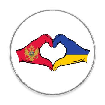Montenegro Ukraine Flagge Hände Herzform - Runder Kühlschrankmagnet - Weiß - Vorne