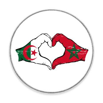 Algeria Morocco Flag Hands Heart Shape Used - Round  fridge magnet - white - Front