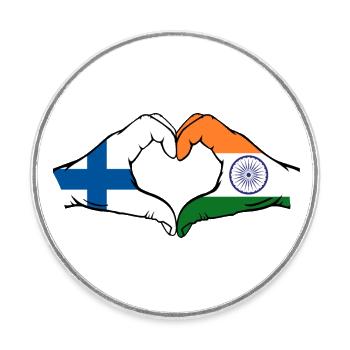 Finlande Inde mains forme de cœur - Magnet rond - blanc - Devant