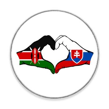 Kenia Slowakei Hände Herzform - Runder Kühlschrankmagnet - Weiß - Vorne
