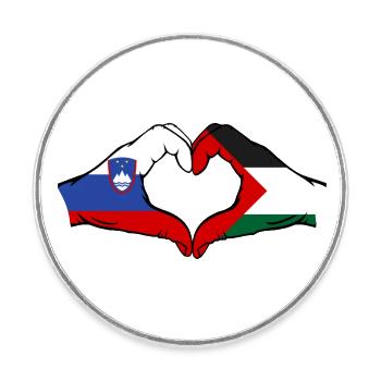 Slovenia Palestine Flag Heart Shape - Round  fridge magnet - white - Front