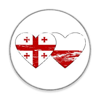 Géorgie Pologne drapeau coeur utilisé - Magnet rond - blanc - Devant