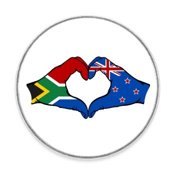 South Africa New Zealand Flag Hands Heart Shape - Round  fridge magnet - white - Front
