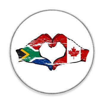 South Africa Canada Flag Hands Heart Shape Used - Round  fridge magnet - white - Front