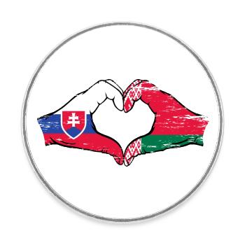 Slovaquie Biélorussie drapeau mains forme de coeur utilisé - Magnet rond - blanc - Devant