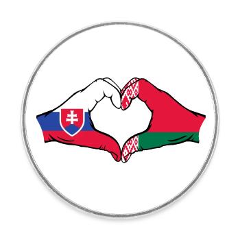 Slowakei Belarus Flagge Hände Herzform - Runder Kühlschrankmagnet - Weiß - Vorne