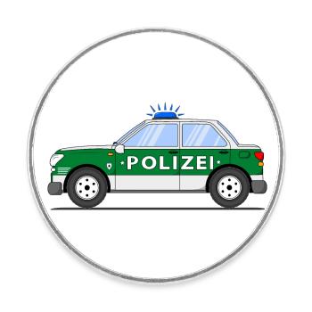 Polizeiauto in Grün und Silber - Runder Kühlschrankmagnet - Weiß - Vorne