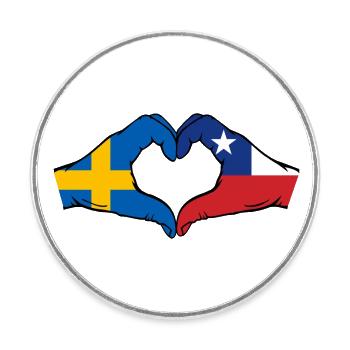 Sweden Chile Flag Hands Heart Shape - Round  fridge magnet - white - Front