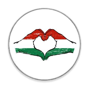 Drapeau de la Hongrie Mains Coeur Forme Utilisé - Magnet rond - blanc - Devant