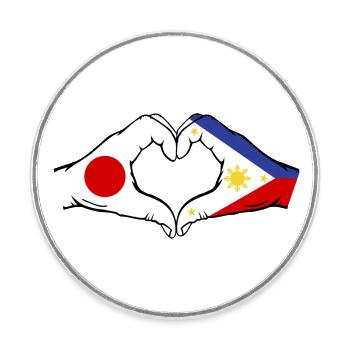 Japon Philippines Drapeau Mains Coeur Forme - Magnet rond - blanc - Devant