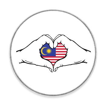 Drapeau de la Malaisie mains forme de coeur - Magnet rond - blanc - Devant