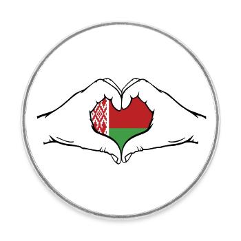 Belarus Flag Hands Heart Shape - Round  fridge magnet - white - Front