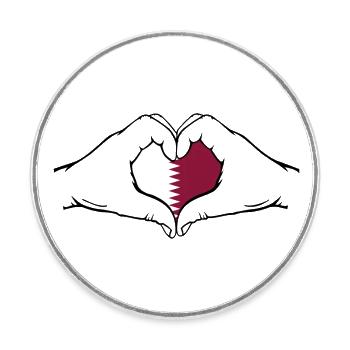 Qatar Flag Hands Heart Shape - Round  fridge magnet - white - Front