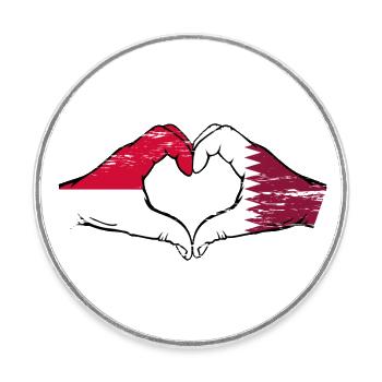 Indonesia Qatar flag hands heart shape used - Round  fridge magnet - white - Front