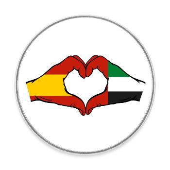 Spain United Arab Emirates Flag - Round  fridge magnet - white - Front