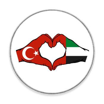 Turkey United Arab Emirates Heart - Round  fridge magnet - white - Front