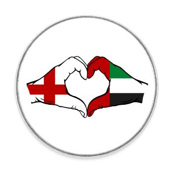 England United Arab Emirates Heart - Round  fridge magnet - white - Front